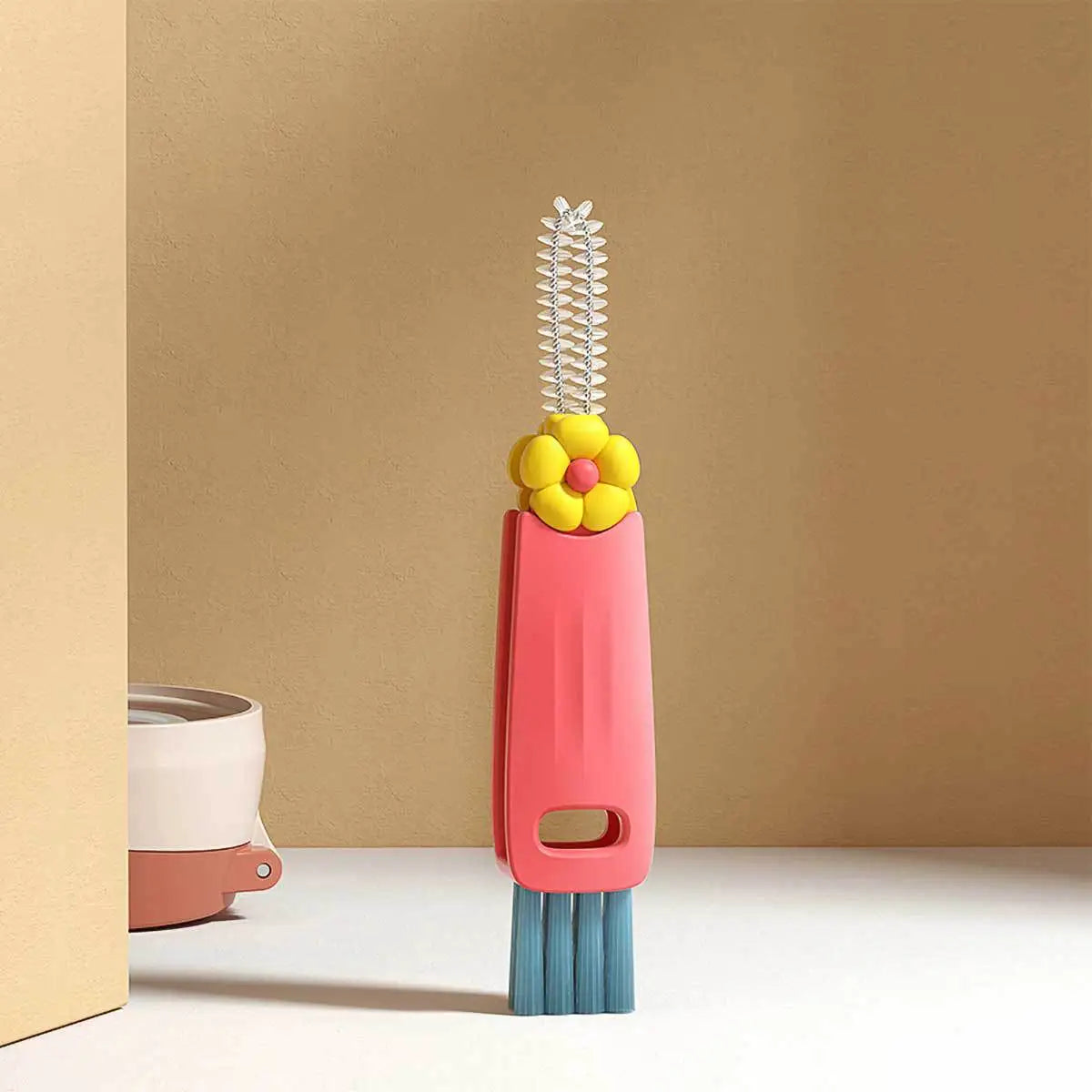 Flower Petal Three-Piece Cup Lid Brush, Water Bottle Gap Straw Cleaner, Cup Lid Gap Cleaning Brush, Cup Cleaning Tool