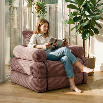 Modern Convertible Sofa Bed, 2-Seater Vacuum Packed Compressed Couch, Soft Memory Foam Floor Sofa for Small Space Living Room