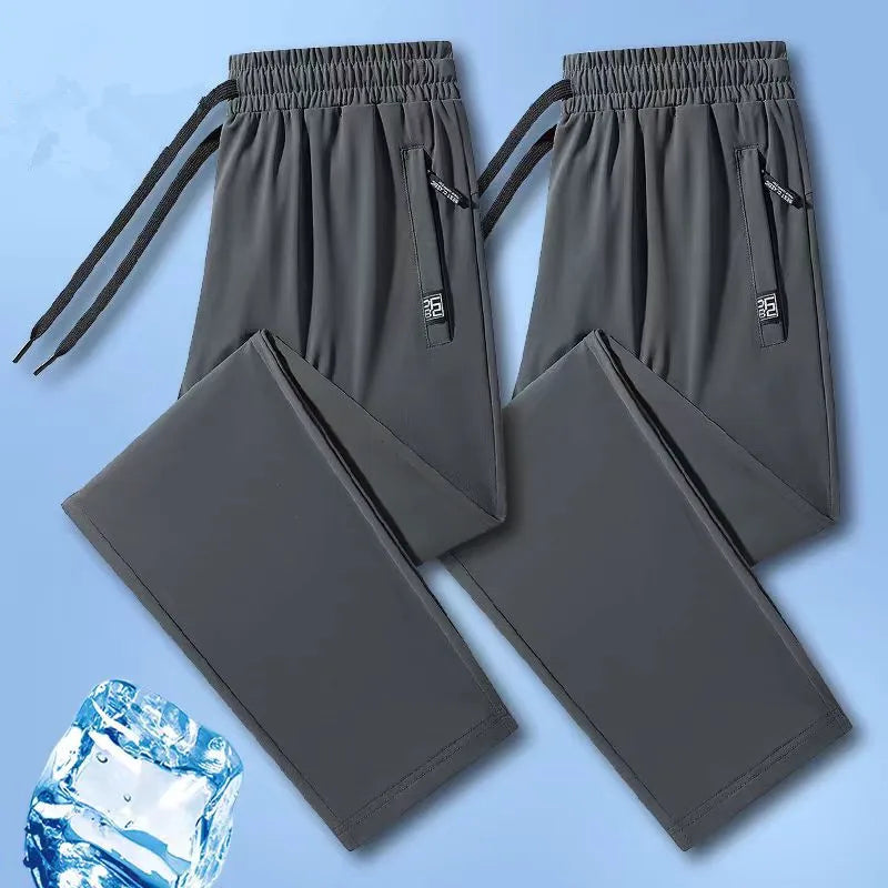 New High-quality Ice Silk Casual Comprehensive Training Pants Two-piece Summer Men's Sweat Absorbing Quick Drying Leggings