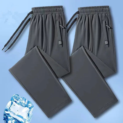 New High-quality Ice Silk Casual Comprehensive Training Pants Two-piece Summer Men's Sweat Absorbing Quick Drying Leggings