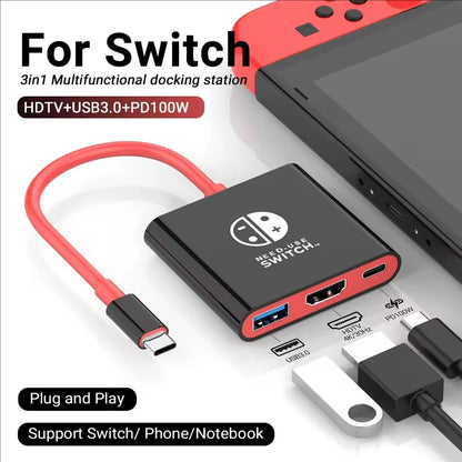 Switch1 Dock 4K HDMI USB 3.0 Hub Adapter USB C Splitter TV Portable Docking Station for Nintendo Laptops PC iPad MacBook Air Pro