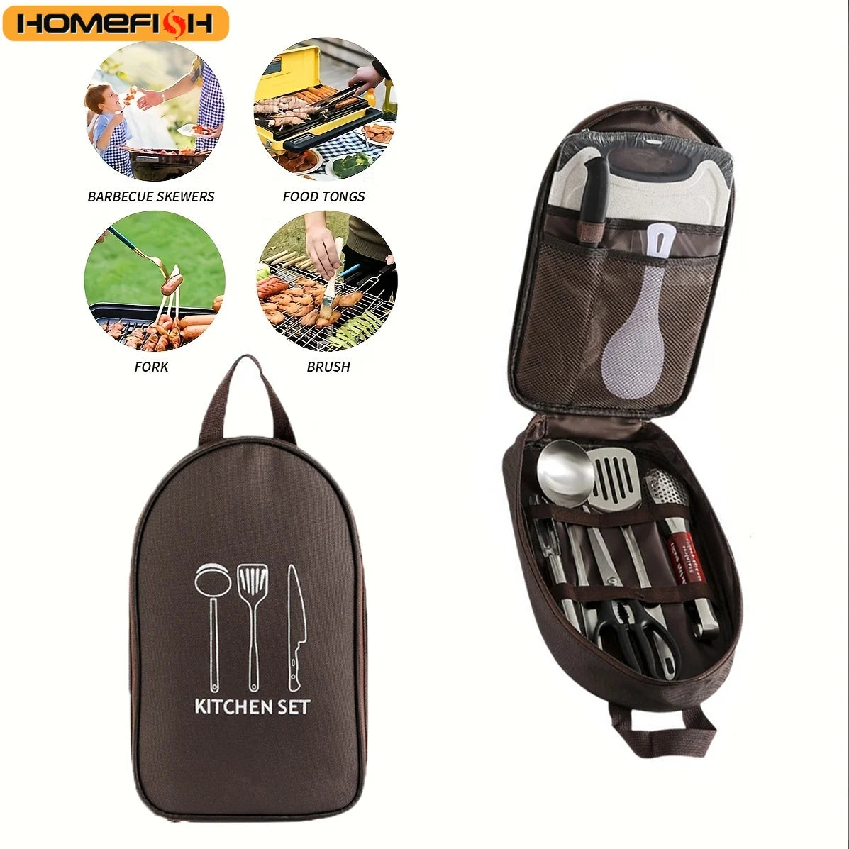 Outdoor Cooking Bag Camping Storage Bag Portable Cooking Utensil Organizer Pouch Picnic Bag Bag Only, No Utensils Included