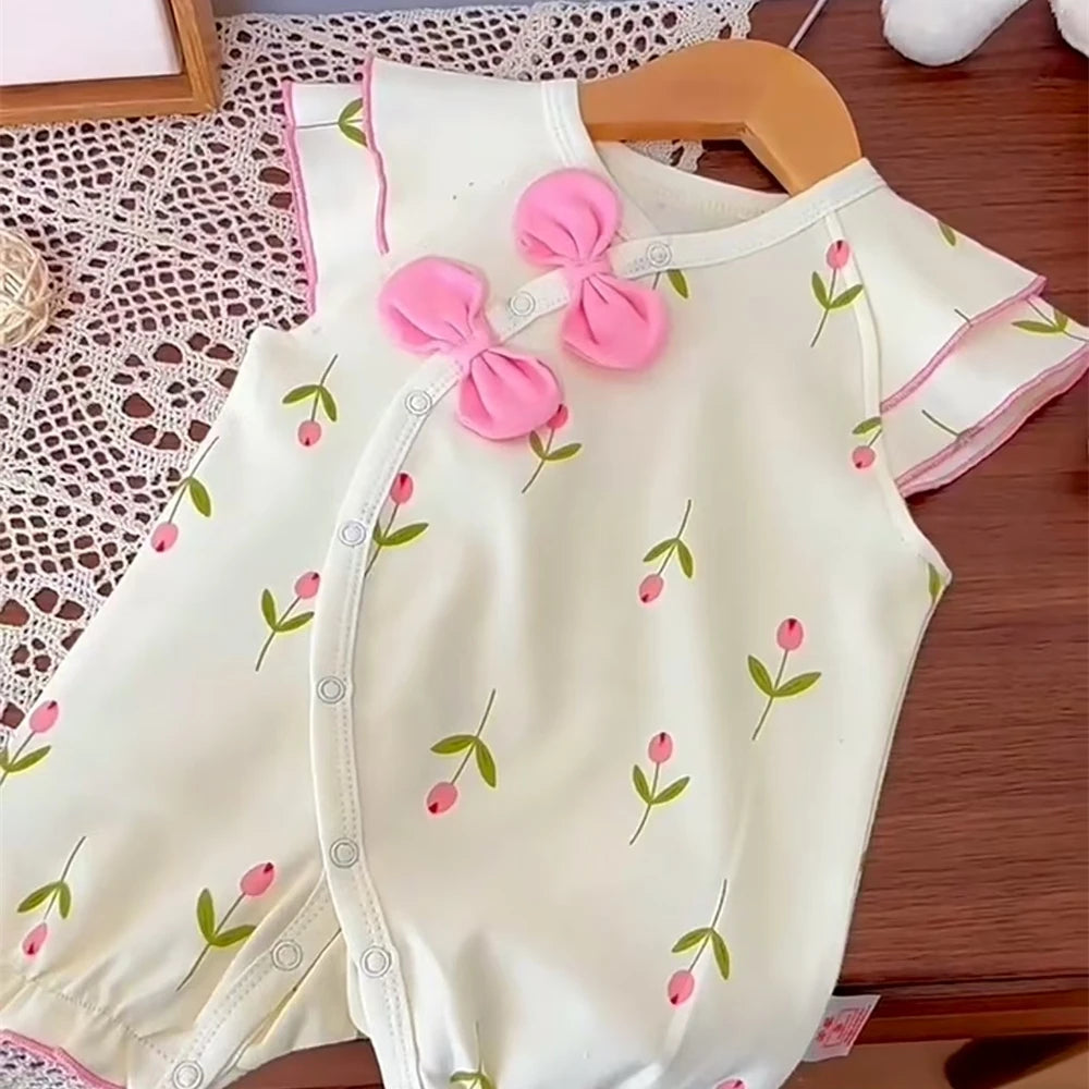 2025 baby girl rompers summer short sleeve clothing cotton Girls Onesies toddlers clothes infant newborn overalls kids homewear