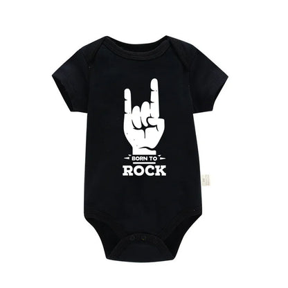 Born To Rock Newborn Baby Short Sleeve Cotton Baby Bodysuit Cute Baby Boy Clothes Jumpsuit Infant Outfit Baby Body Rock Onesie