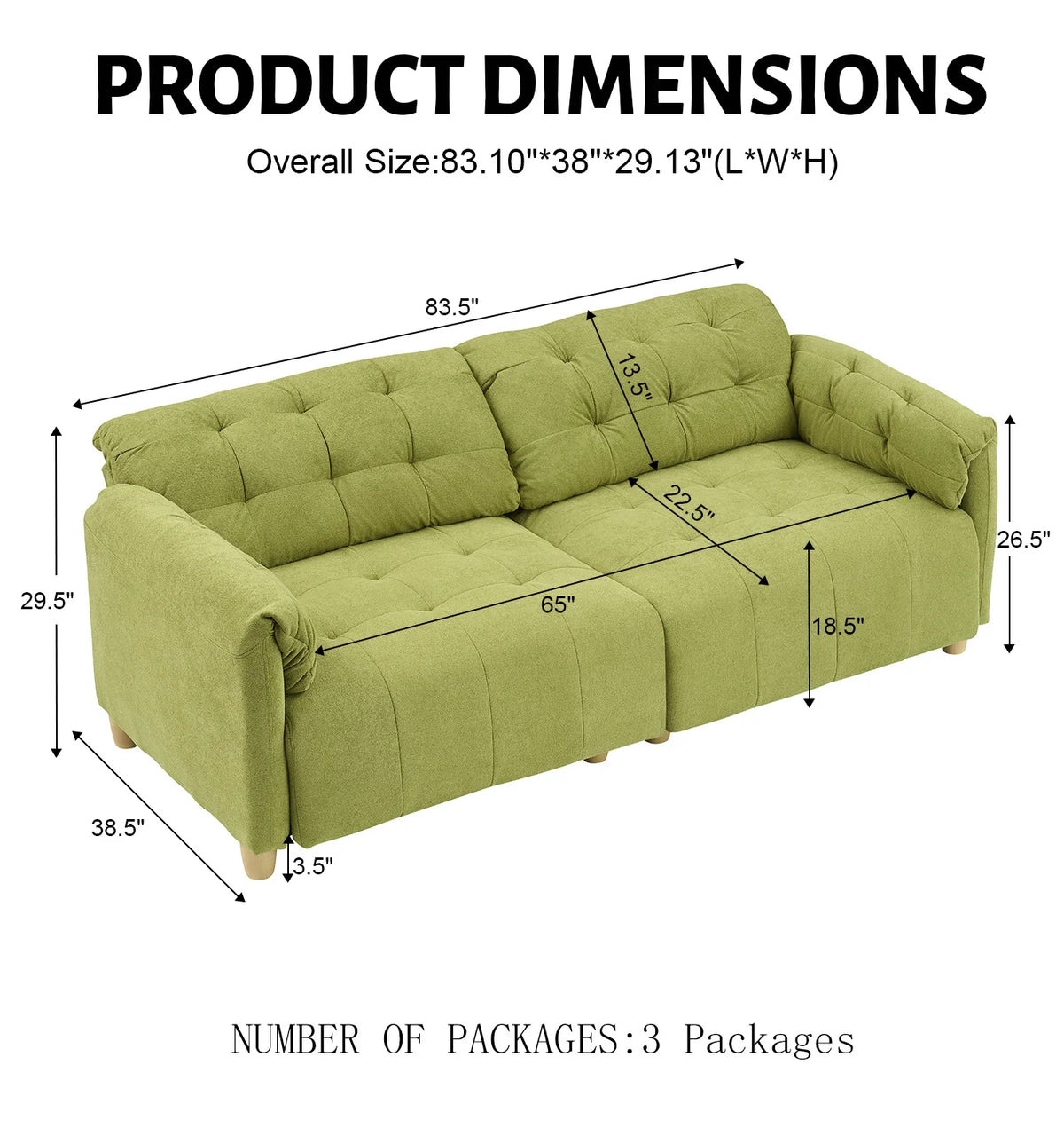 Double Storage Sofa With Hidden Storage Design Suitable for Small-Sized Living Rooms Bedrooms Apartments Studio Apartments Dormitories