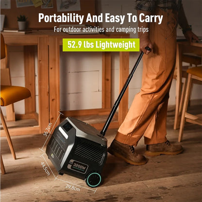 IEE P3200 Portable Power Station, 2048Wh LiFePO4 Solar Generator 3200W, Fast Charge for Home Backup Camping RV Emergency