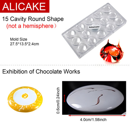 Chocolate Mold 15 Cavity Polycarbonate Chocolate Moulds Volcano Candy Bonbons Forms Confectionery Baking Tools φ1.58"xH0.24"