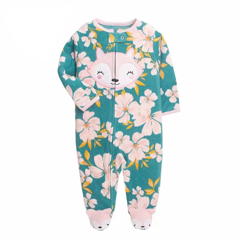 Newborn Baby Boy Girl Rompers Clothes Winter Pajamas Zipper Fleece Fall Infants Outfit Animal Jumpsuit Clothing 0 -12 Months New