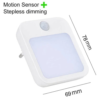Night Light Motion Sensor With LED Light EU/US Plug Lamps Children's Night Light Wireless Night Lamp For Bedside Table Bedroom Portable Night Light, Night Light