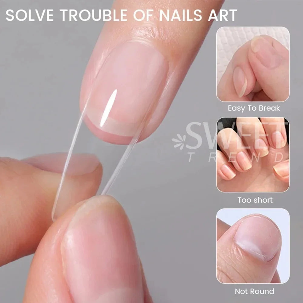 550pcs Translucent Frosted Nail Tips Soft Almond Coffin Square Acrylic Soft Full Cover False Nails Matte Press On Nails Manicure