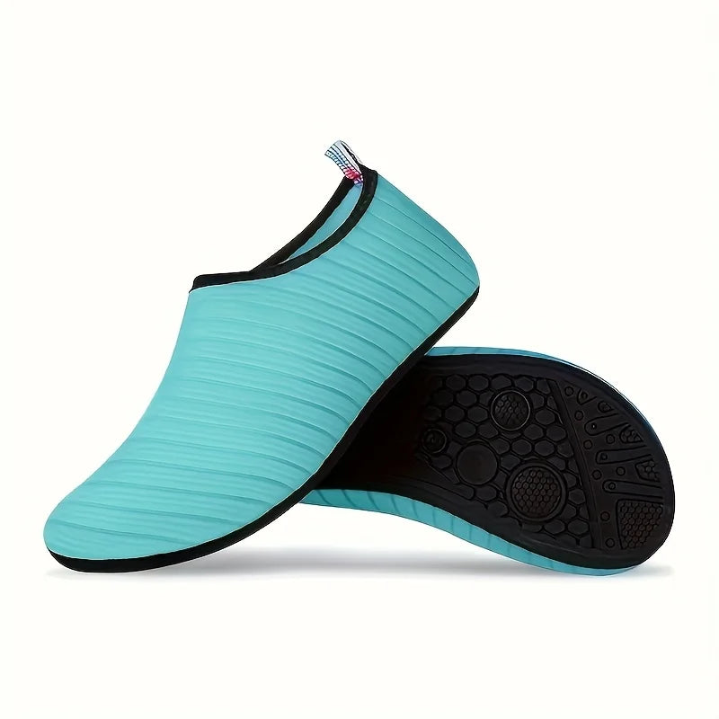 Unisex Hard Sole Striped Water Shoes | Quick-Dry Barefoot Beach & Swim Shoes for Hiking, Wading, Yoga, Fitness, Surfing, Diving