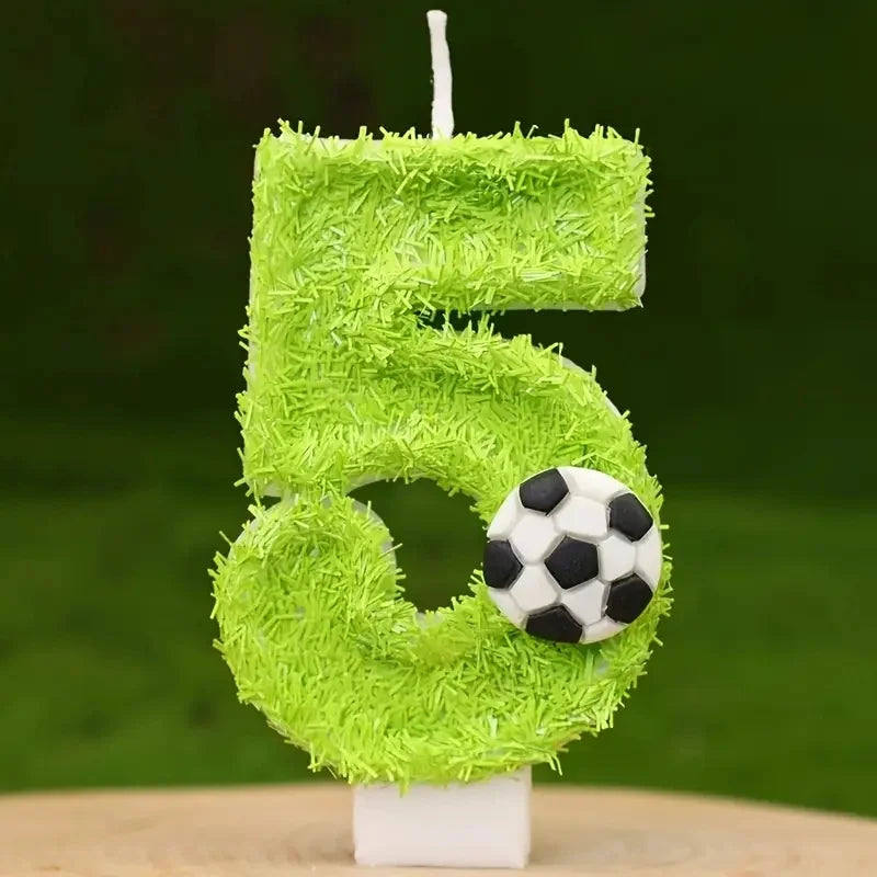 New 0-9 Number Birthday Candles Original Green Silk Football Birthday Cake Digital Party Anniversary Candle