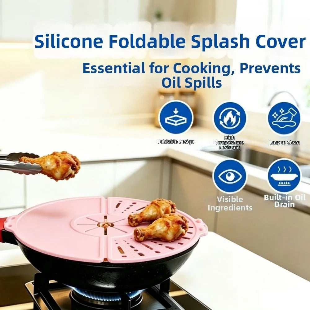 Foldable Splatter Cover Spill-Proof Heat-resistant Oil Splash Cover Food Grade with Hanging Hole Oil Splatter Guard Cooking Pots