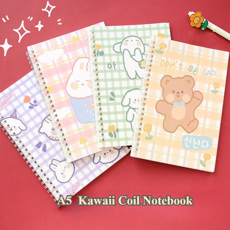 A5 Kawaii Coil Notebook Cute Cartoon Exercise Lined Paper Book Student Notepad Diary School Office Stationery Supplies