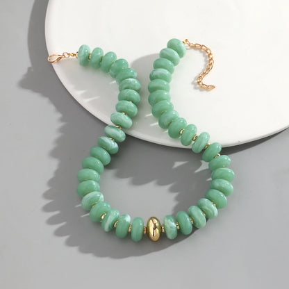Chunky Colorful Beaded Choker Necklace Women Summer Trendy Round Resin Beads Chain Necklaces Statement Jewelry Gift for Vacation
