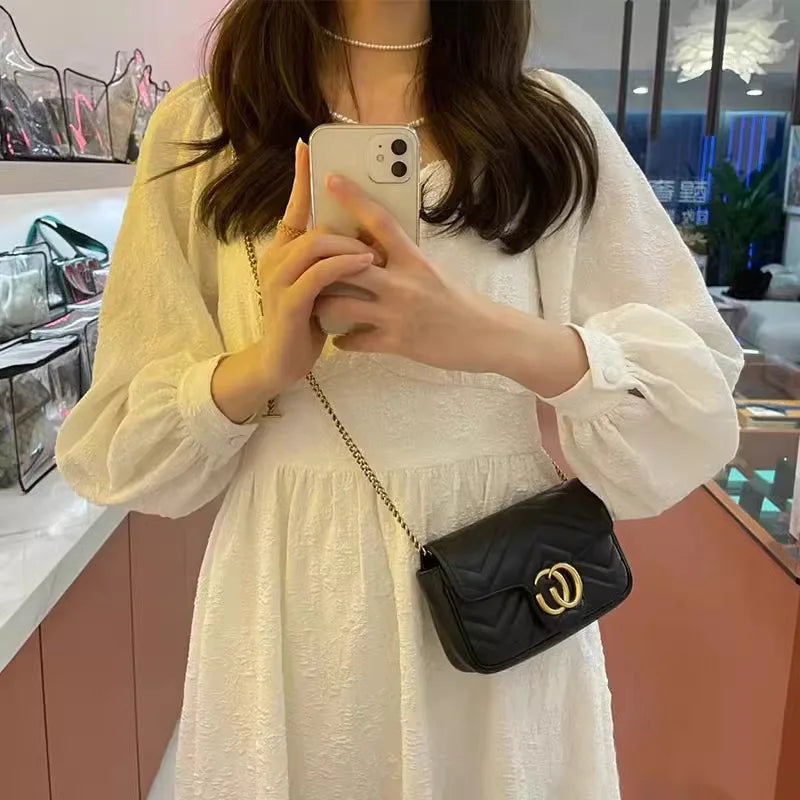 Women's bag Women's Xiaoxiangfeng bag Rhombus chain bag Trendy and versatile high-end small bag One shoulder messenger bag