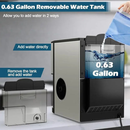 Countertop Ice Maker with Self-Cleaning, 56 lbs/Day, 0.63 Gal Tank for Home and Parties