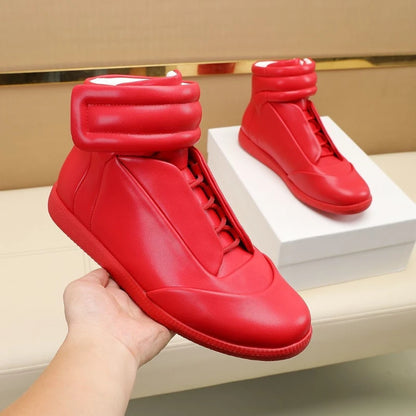 Men's High Top Casual Shoes Flats Premium Shoes For Man High Quality Leather Trainers Sneakers Hook & Loop Outdoor Ankle Boots