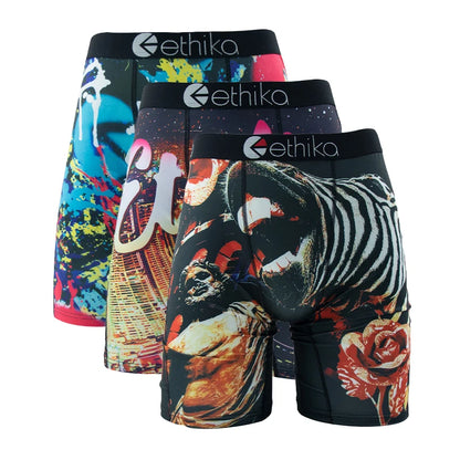 ETHIKA 3Pcs Sexy Men Underwear Boxers Breathable Man Underpants S-3XL Plus Size Mens Trunks Men's Panties Lingeries Boxer Briefs