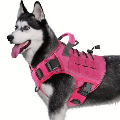 Adjustable No-Pull Tactical Dog Harness with Handle for Large Dogs - Reflective Military Vest for Labrador Retriever, Siberian H