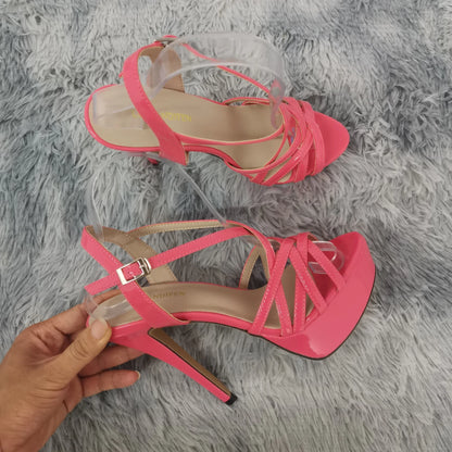LOSLANDIFEN 2026 NEW 14CM Platform High Heels Sandals Sexy Ankle Strap Open Toe Gladiator Party Dress Women Shoes Plus Size 44