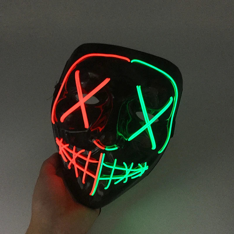 1 pcs Attractive Neon EL Wire Mask  More Colors For Choice Luminous LED Purge Mask Adult Cosplay Prop For Night Glow In The Dark