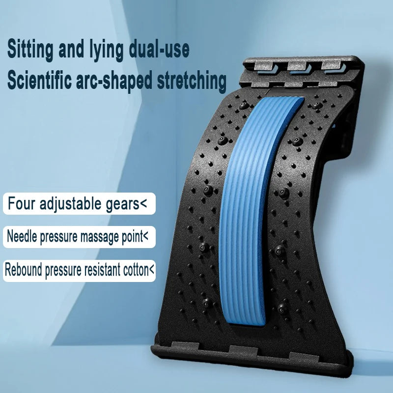 4-Level Adjustable Back Stretcher Lumbar Support Massage Roller with Sponge Strip for Spine Relax Home Office Yoga Aid