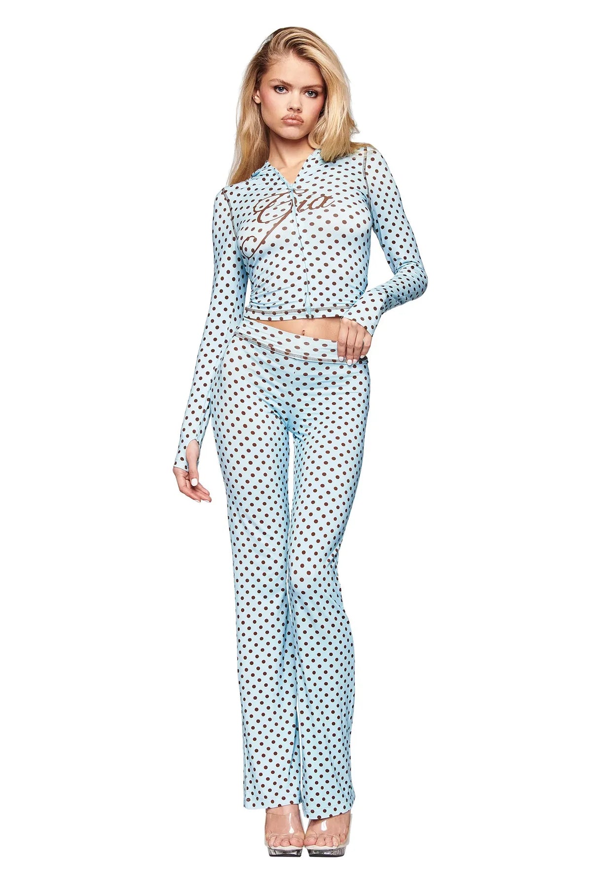 Gia Straight Shoulder Slim Letter Print Slim Hooded Zipper Short Jacket Sports Casual Pants Set
