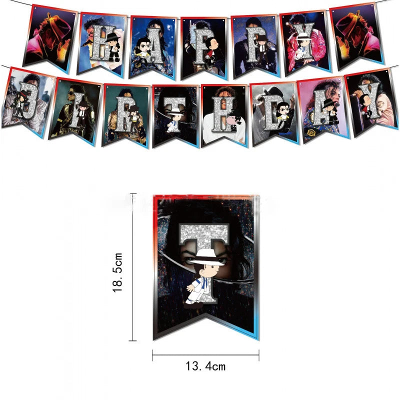 Michael Jacksons Birthday Party Decorations Fans Party Supplies Cake Topper Balloons Background Photo Studio Photography Props