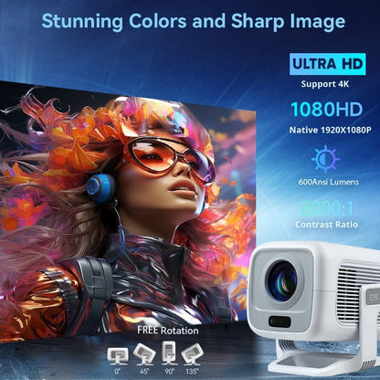 DITONG X3Plus HD Projector Native 1080P Support 4K WIFI6 BT5.4 Android Mini Portable Projector LED Home Theater Video Projector