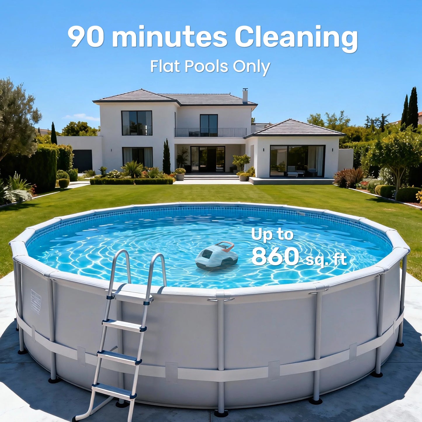 2026 New Gosvor Pool Cleaner Robot Pool Vacuum, Dual Cleaning Modes, Cordless Robotic Pool Cleaner Lasts 90 Mis, Self-Parking, Portable, 1200-1900GPH, Ideal for Above Ground Pool up to 860 sq.ft