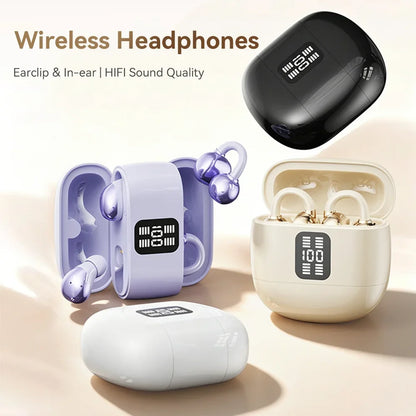 Twin Headphone Bluetooth Headset Fashion Plating HiFi Bass Low-Delay Game Sleep In-ear Earplug Sports Ear Clip Wireless Earphone