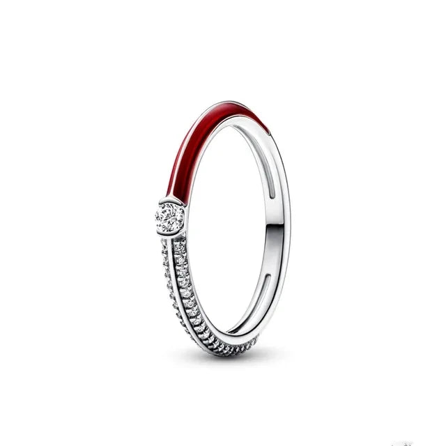 925 Sterling Silver Red Luminous firefly Heart Stone Snowflake Daisy Ring Rings Wedding Fashion Fine Jewelry For Mother Day
