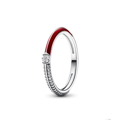 925 Sterling Silver Red Luminous firefly Heart Stone Snowflake Daisy Ring Rings Wedding Fashion Fine Jewelry For Mother Day