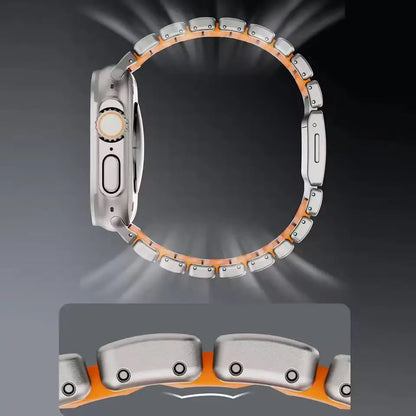 Titanium Fluoroelastomer Rubber Strap for Apple Watch Ultra 3 2 1 49mm 10 11 46mm Magnetic Band for Iwatch 9 8 7 45mm 6 SE 3 44m