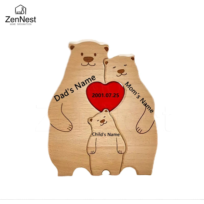 Bear Home Wooden Puzzle Personalized Custom Decor Heart Warmer
