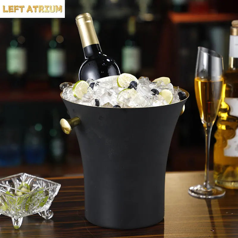 European Stainless Steel Ice Bucket Beer Red Wine Juice Drink Cooler Bar Family Party Champagne Ice Bucket Bar Wine Accessories