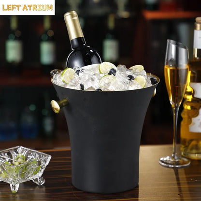 European Stainless Steel Ice Bucket Beer Red Wine Juice Drink Cooler Bar Family Party Champagne Ice Bucket Bar Wine Accessories