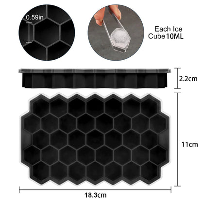 Honeycomb Ice Cube Trays with Lid Silicone Ice Cube Tray 37 Grids Reusable Ice Molds Ice Cube Mould for Coffee Whiskey Cocktails