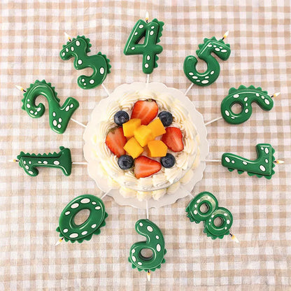 New Green Dinosaur Candle Point Pencil Candles Combination Set 0-9 Number Birthday Candles Party Anniversary Cake Decoration
