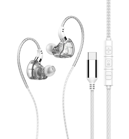 Type-C Wired Headphones HiFi Bass Stereo USB C Earphone 3.5MM in-Ear Earbuds with Mic Sports Subwoofer Music Headset for Samsung