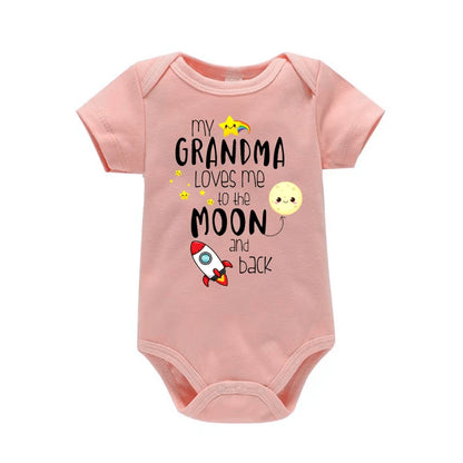 MY GRANDMA LOVES ME TO THE MOON AND BACK Funny Newborn Onesies Cut Baby Girl Boy Clothes High Quality Infant Bodysuit