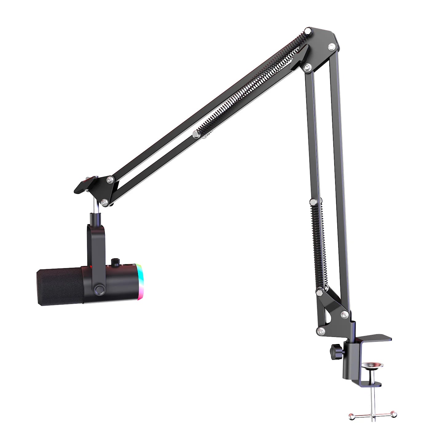 Professional USB Gaming Podcast Condenser MicrophoneKit with Adjustable Metal Boom Arm, 360° Rotatable Design,ENC Noise Reduction, HD Sound Pickup, Easy 1-Touch &Gain Control for PC Laptop Twitch YouTube StreamingRecording,