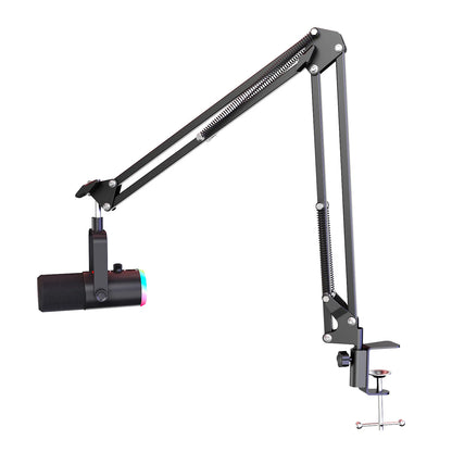Professional USB Gaming Podcast Condenser MicrophoneKit with Adjustable Metal Boom Arm, 360° Rotatable Design,ENC Noise Reduction, HD Sound Pickup, Easy 1-Touch &Gain Control for PC Laptop Twitch YouTube StreamingRecording,