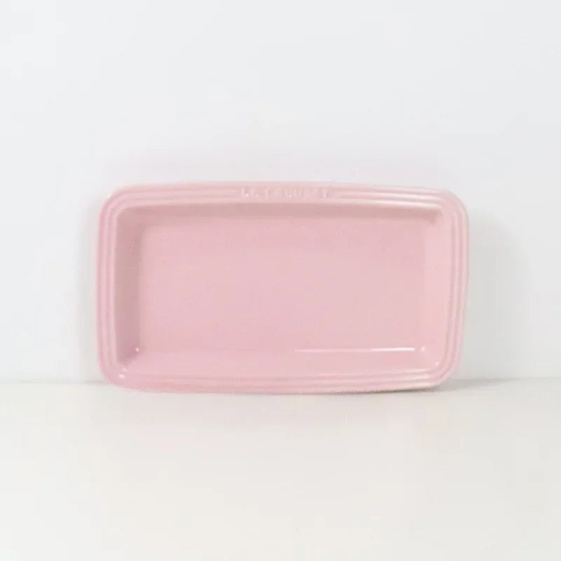 Le Creuset Rectangular Ceramic Plate Dim Sum Dessert Antipasto Dish Japanese Style Handmade Gradient Color Chinese Cuisine