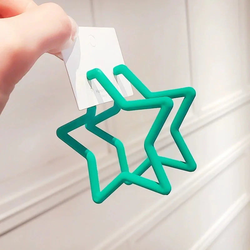 Simple Big Round Star Heart Hoop Earrings For Women Geometric Plastic Exaggerated Earring Hyperbole Trendy Ring Earrings Jewelry