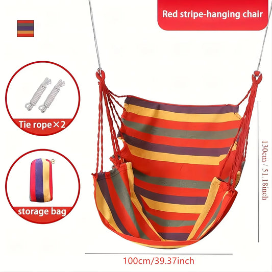 Outdoor Thickened Canvas Hammock Camping Outdoor Swing Net Hed Anti Rollover Striped Hanging Chair Hammock