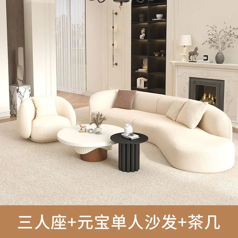 for Nordic Fabric Sofa Living Room Home Light Luxury Curved Large Sofa White Beauty Salon Hotel Lounge Sofa Chair