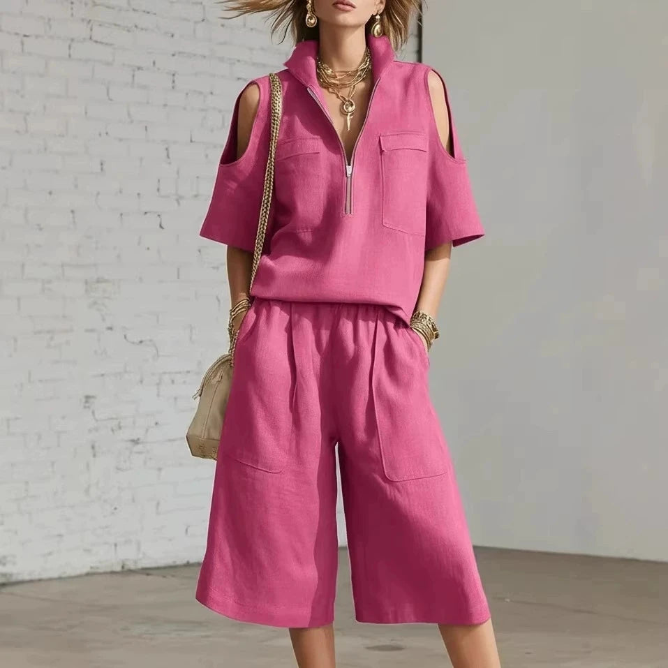 2026 Summer Cross Border New Foreign Trade Women's Clothing Short Sleeve Shorts Shirt Loose Pants Two Piece Sets Casual Clothes