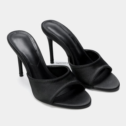 Women's High Heel Sandals 2026 Spring Summer New Painted Leather Fashionable Elegant Sandals Outdoor Wearable High Heel Slippers